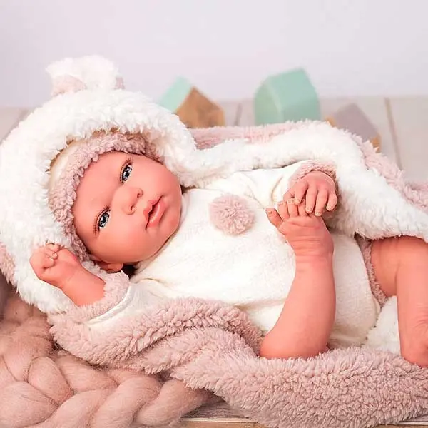 Muñeca Reborn Anna 40 cm con Manta y Peluche | Arias