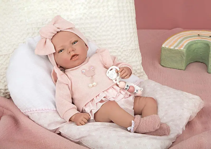 Muñeca Reborn Arias 40 cm Alba Rosa con Cojín - Arias 98121