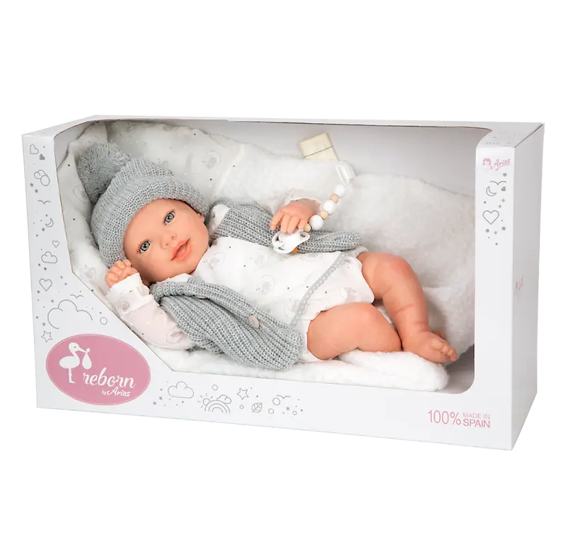 Muñeca Reborn Daniela 45 cm – Arias 98195 | Con Cojín, Chupete y Certificado