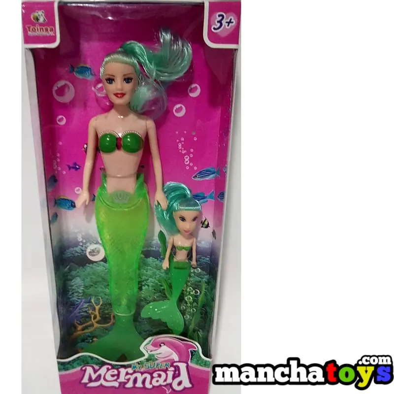 MUÑECA SIRENITA GRANDE CON SIRENITA PEQUEÑA