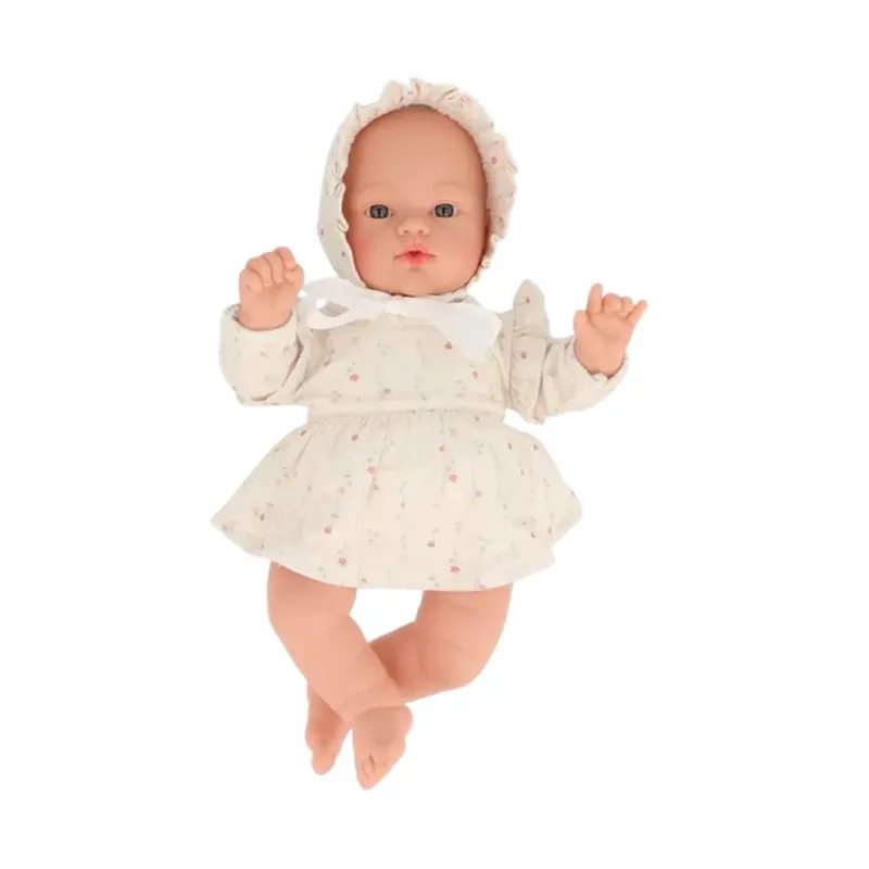 Muñeco Helena con Vestido y Gorrito White Flowers