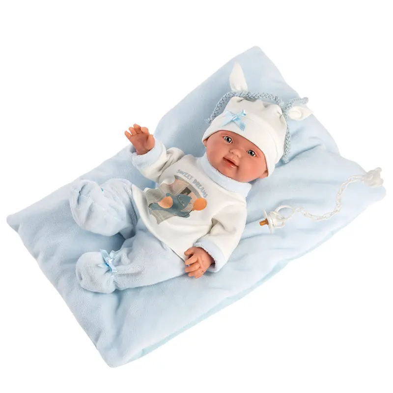 Muñeco Llorens articulado 26 cm - Recién Nacidos muy suaves - Bebito Sweet Dreams con cojín