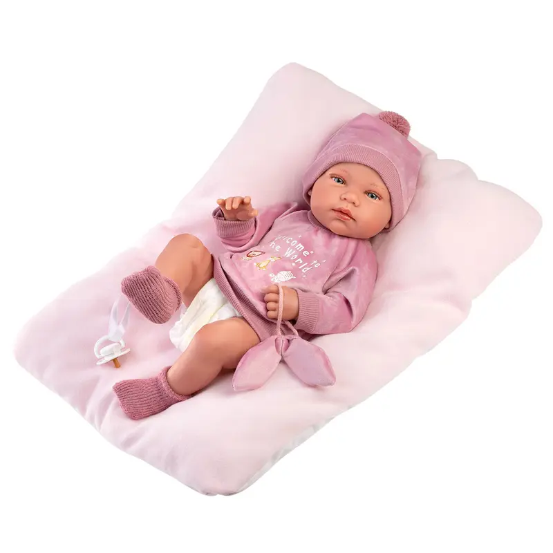 Muñeco Llorens articulado 43 cm – Recién Nacidos muy suaves – Tina con cojín