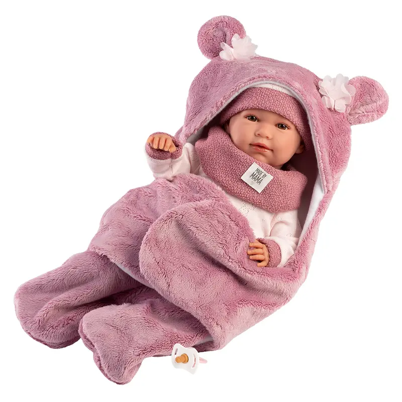 Muñeco Llorens que llora 42 cm - Recién Nacidos con sonidos de bebé – Mimi llorona con saquito cambiador