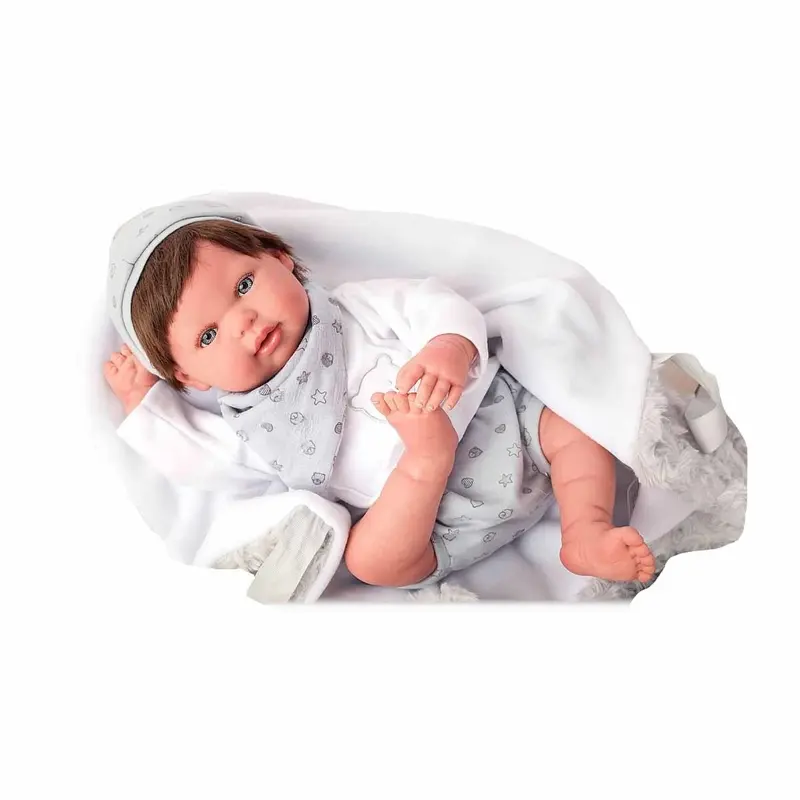 Muñeco Reborn Alejandro 45 cm con Manta y Pelo | Arias