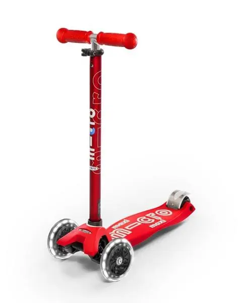 Patinete maxi deluxe, luces led,niños 5-12 años,color rojo - micro mmd068
