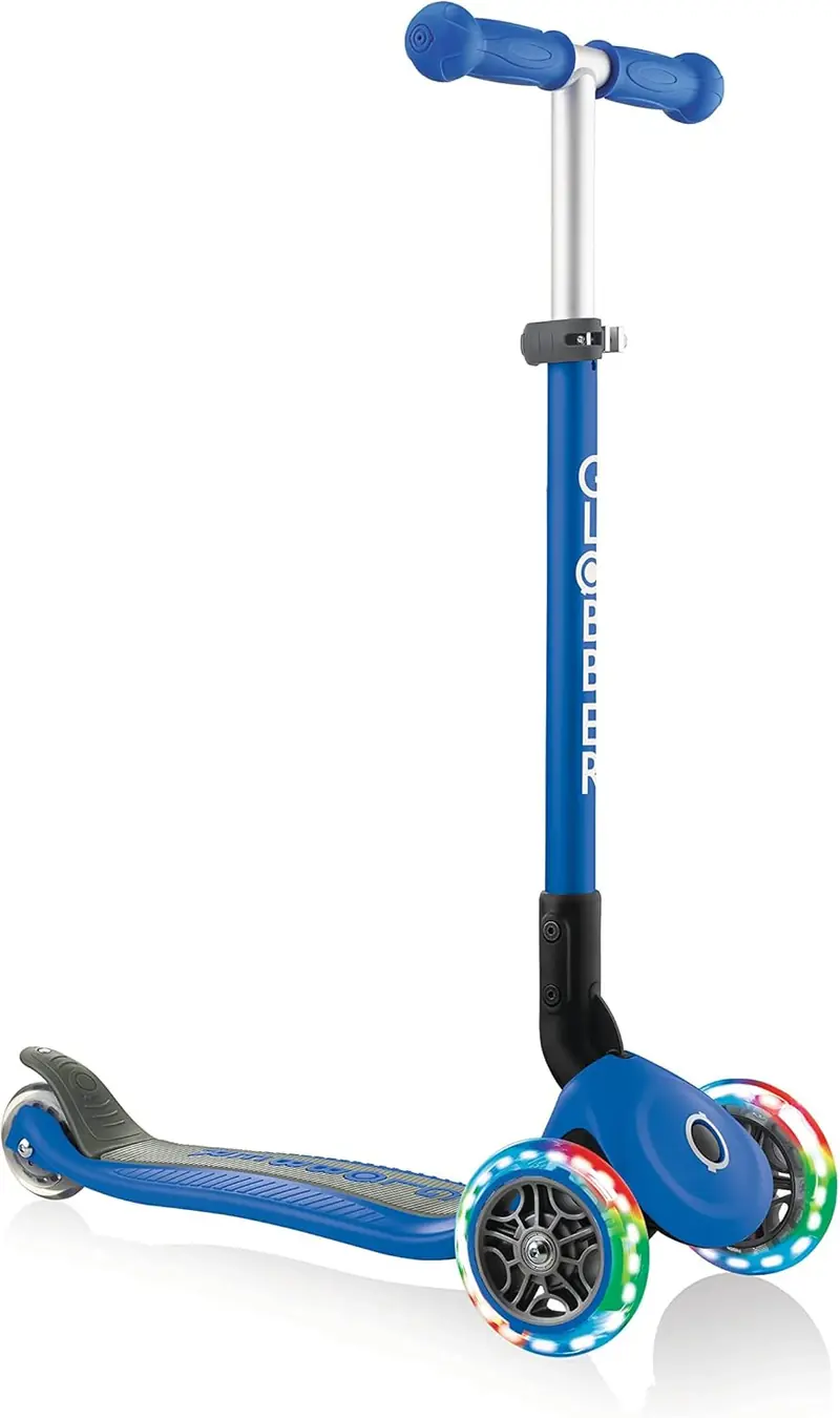 Patinete Plegable con Luces LED Globber Primo Azul | Niños 3-7 años