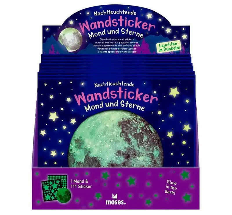 Pegatinas de pared Luna y estrellas Luminiscentes no