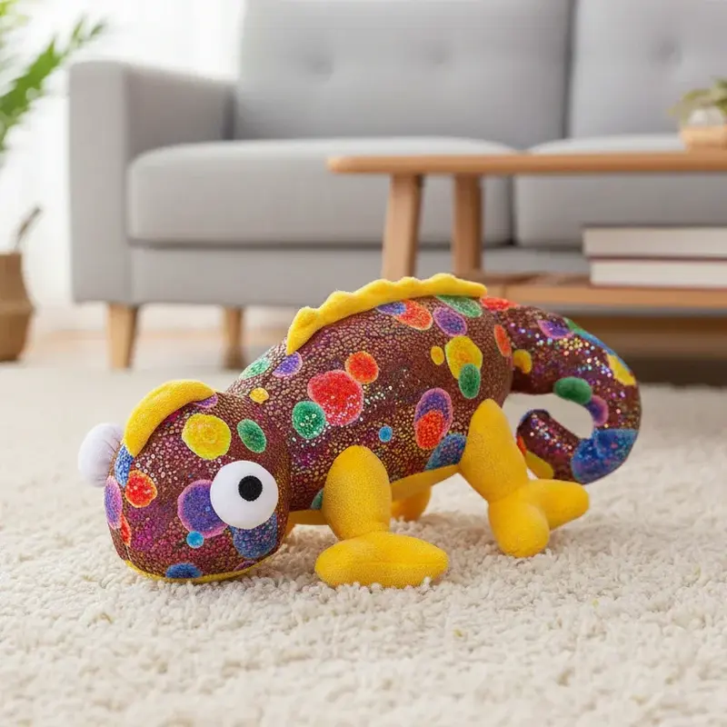 Peluche Caméléon Multicolore Marron - 25cm