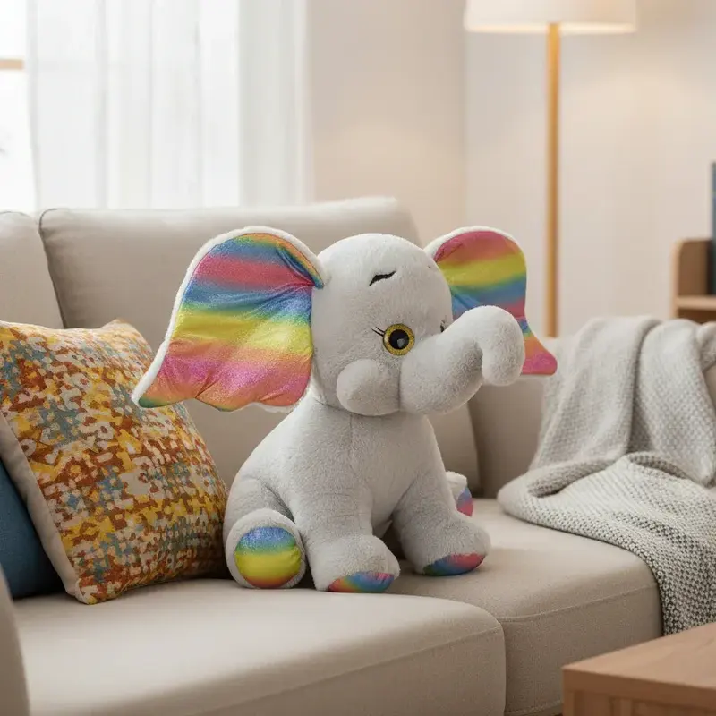 Peluche Éléphant Arc-en-ciel - 20cm