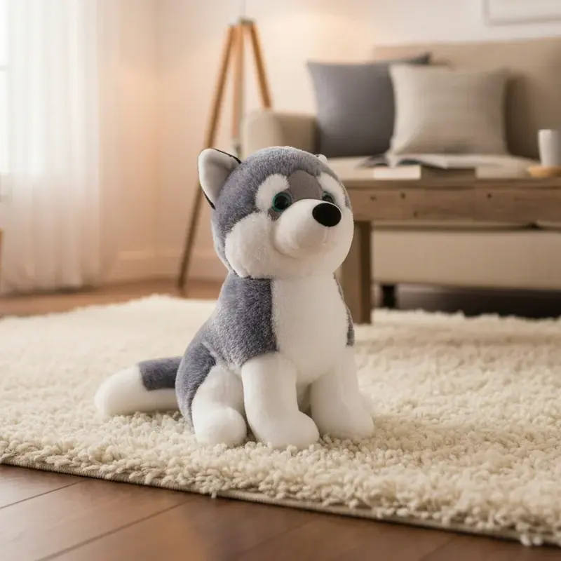 Peluche Husky à Paillettes - 30 à 35cm