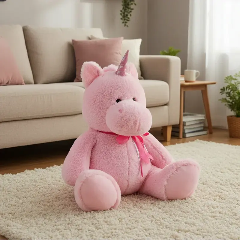 Peluche Licorne Rose Ruban - 75cm