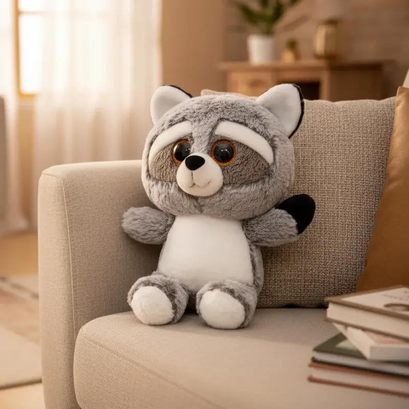 Peluche Raton Laveur Gris - 25cm