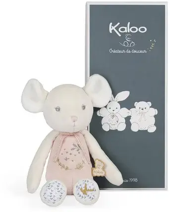 Peluche Ratón Rosa Kaloo 25cm – Doudou de Apego con Caja Regalo para Bebés