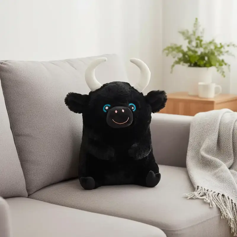 Peluche Taureau Noir - 30cm