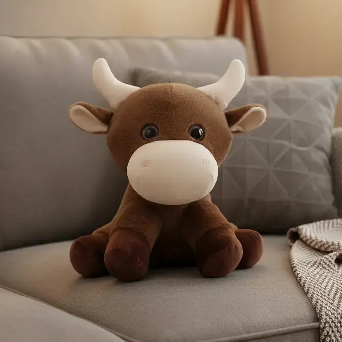 Peluche Vache Marron - 25cm