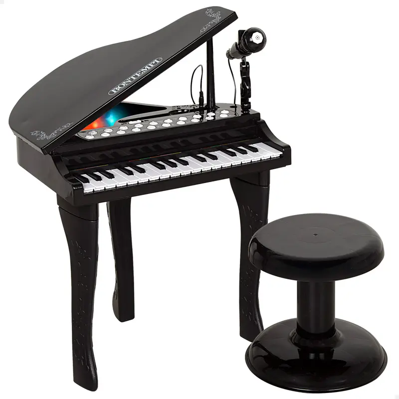 Piano cola infantil de juguete con micrófono y taburete 32 teclas Bontempi