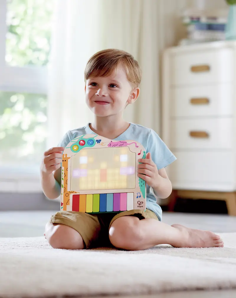 Piano Infantil Hape Pixel Piano E0635 con Pantalla de Píxeles, Juguete Musical para Niños de 1 a 6 Años