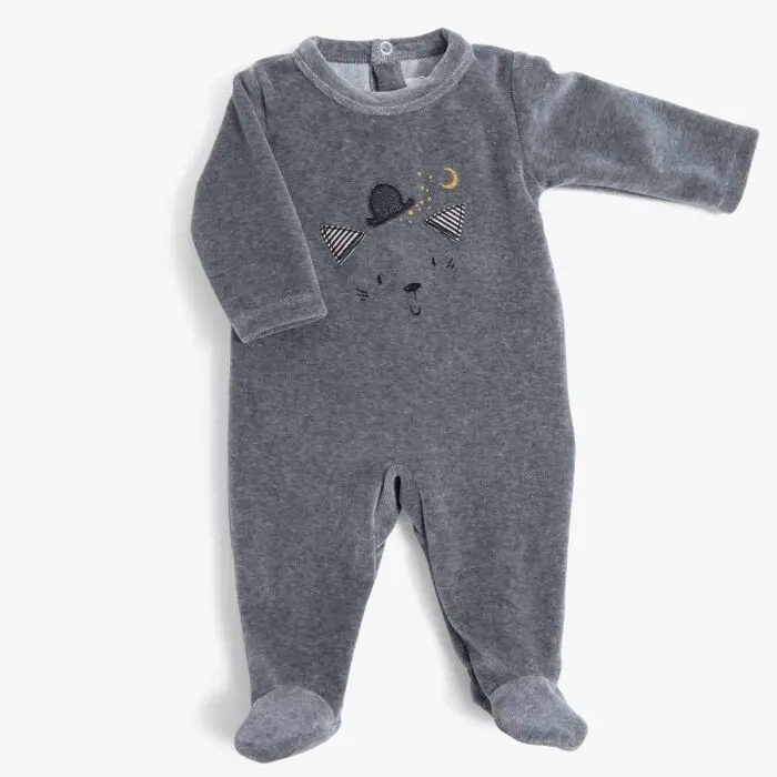 Pijama de terciopelo para bebé — Moustaches