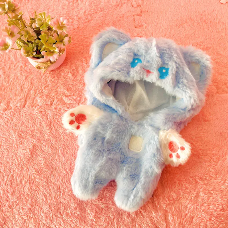 🐾 Pijama Gatito Azul Kawaii para Muñecas Cotton Doll 20cm