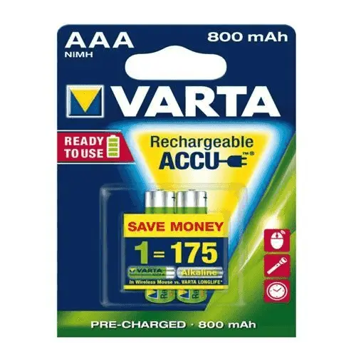 Pila Recargable AAA 1.2V 800 Mah. Varta.