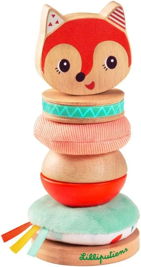 Pirámide para apilar alice | estimula sentidos y motricidad | piezas de madera | juguete a partir de 1 año- lilliputiens 83114