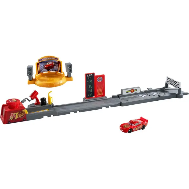 Pista de acrobacias y saltos Copa Pistón con coche de Rayo Cars Disney