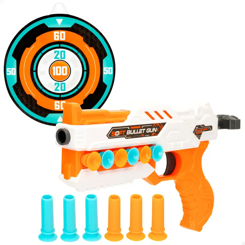 Pistola de juguete con 12 dardos y diana Speed Shoot Warriors