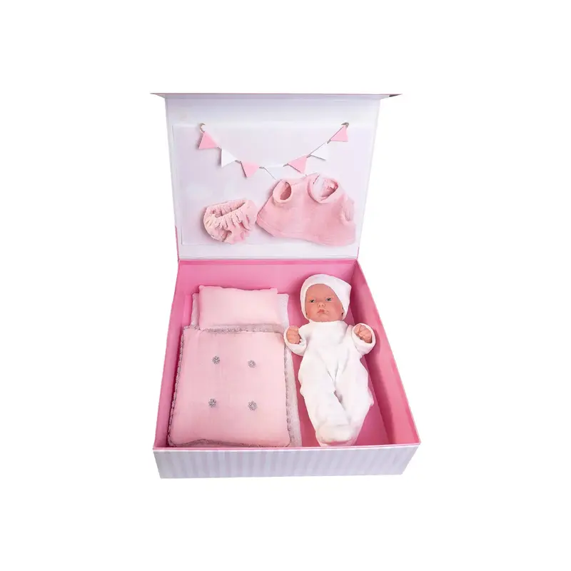 Pitu Maletín con Camita y Vestidos – Muñeco Recién Nacido 26cm Set Completo (84094)