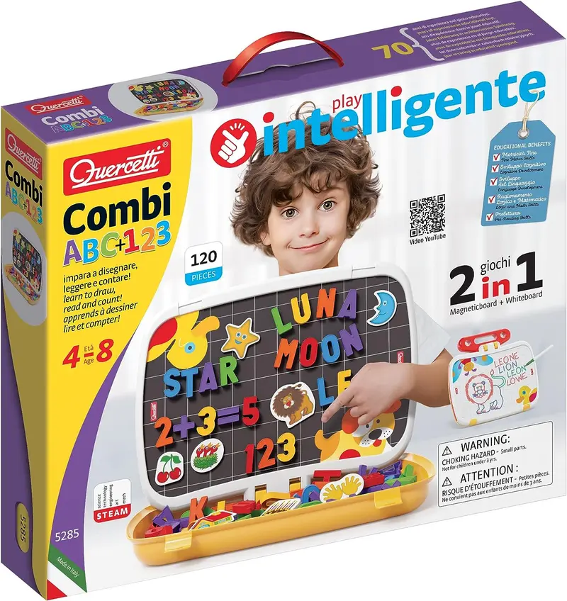 Pizarra Magnética de Letras y Números Combi ABC+123 – Quercetti 5285