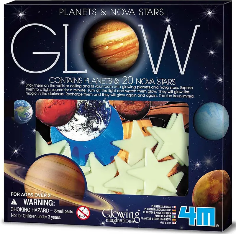 Planetas & estrellas que brillan en la oscuridad - planets & nova stars - 4m