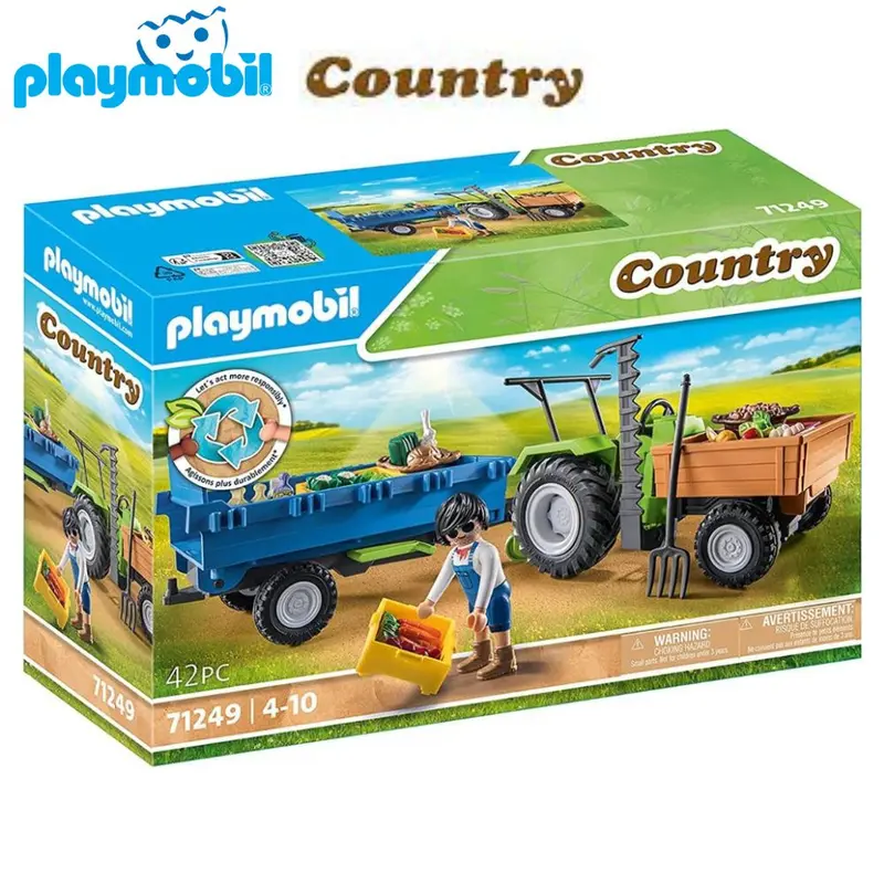 Playmobil 71249 tractor con remolque Country verde