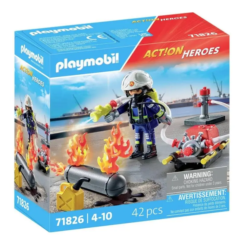 Playmobil 71826 bombero con bomba de agua