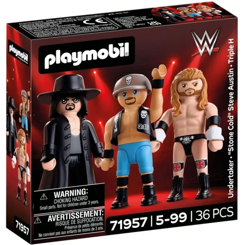 Playmobil 71957 WWE Undertaker “Stone Cold” Steve Austin y Triple H Attitude Era