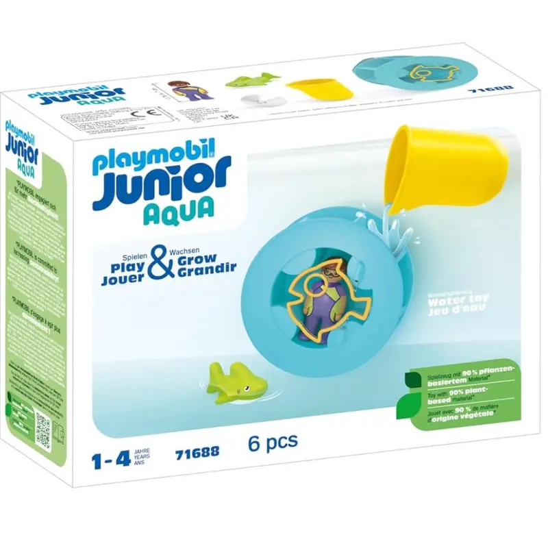 Playmobil Junior Aqua rueda de agua con bebe tiburón (71688)