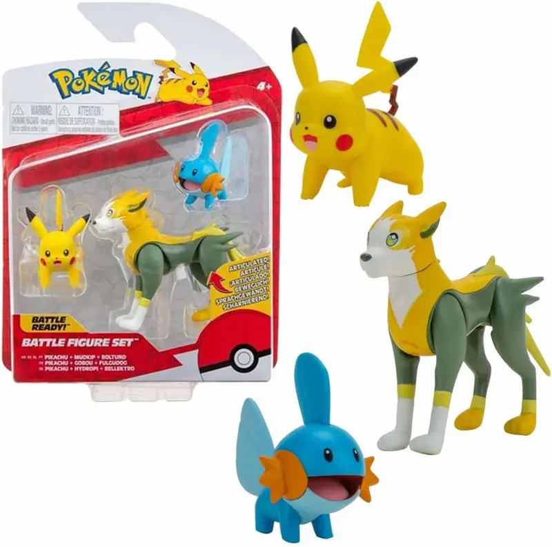 Pokémon Pack de 3 Figuras Pikachu, Mudkip, Boltund - Jazwares 32664008PIK