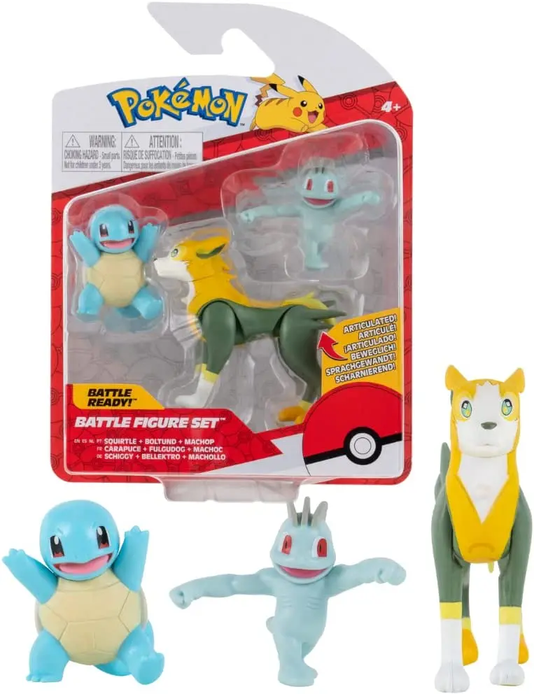 Pokémon Pack de 3 Figuras Squirtle, Boltund, Machop - Jazwares PKW0180