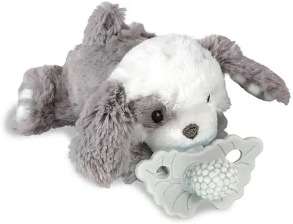 Porta chupete mordedor perrito gris razbuddy - razbaby 909pp