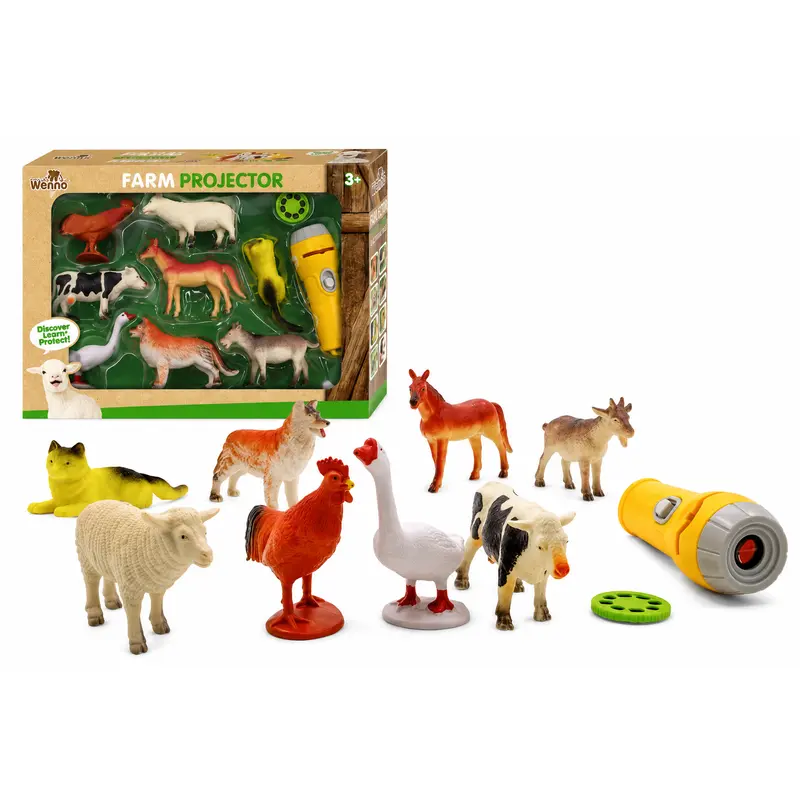 Proyector de Animales de Granja con Linterna y Figuras | Set Educativo Infantil
