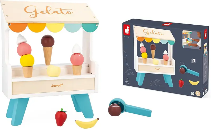 Puesto de helados de madera, helados magneticos - janod j06558