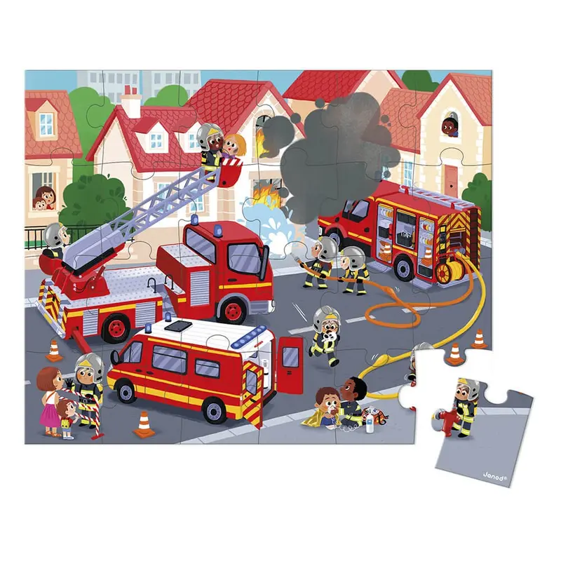 Puzle bomberos - 24 piezas - janod j02605
