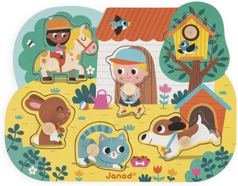 Puzle de madera el campo - primeria infancia - 6 piezas - janod j07107