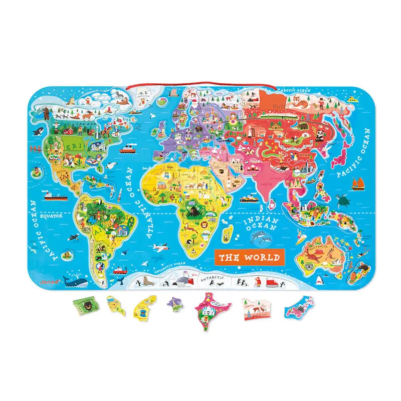Puzle magnético atlas mundial en inglés 92 piezas - janod 05504