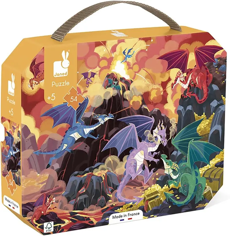 Puzle para niños tierra de dragones 54 piezas - janod 02609