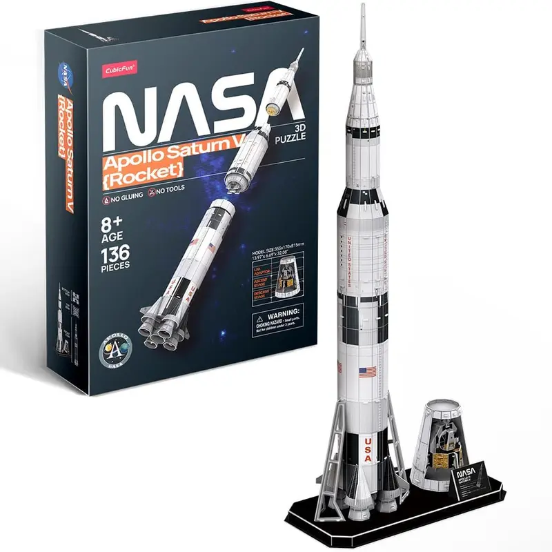 Puzzle 3d cohete apolo saturno v de la nasa - worldbrands