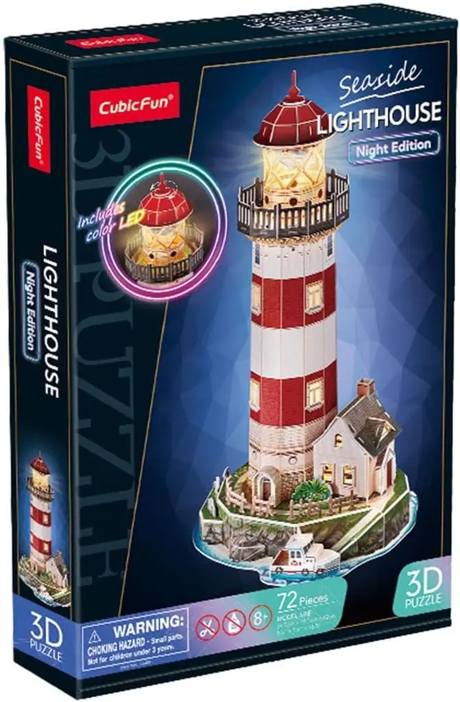 Puzzle 3D Night Edition Faro LED Worldbrands | 72 Piezas | +8 Años