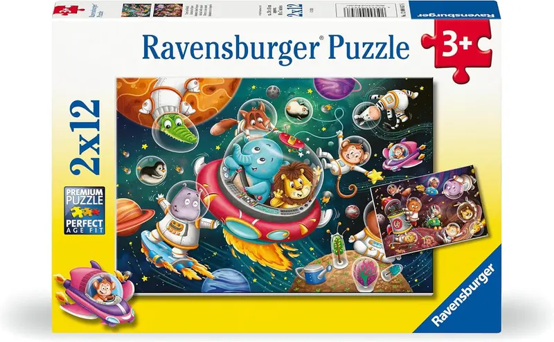 Puzzle animales en el espacio 2 x 12 piezas - ravensburger