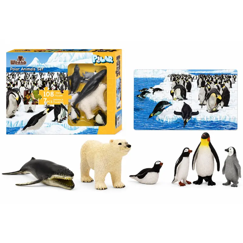 Puzzle Animales Polares 108 Piezas con 7 Figuras | Set Educativo Infantil