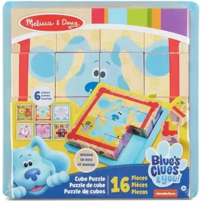 Puzzle de Cubos de Madera Blue’s Clues & You – 16 Piezas | Rompecabezas Infantil Educativo