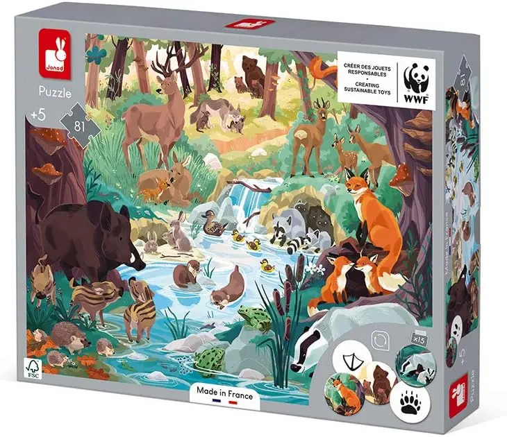 Puzzle de observación janod huellas de animales - 81 piezas